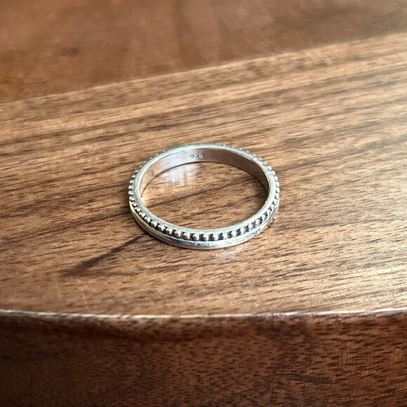 New STERLING SILVER 925 Beaded Bali Ring Size 8 - Picture 1 of 5